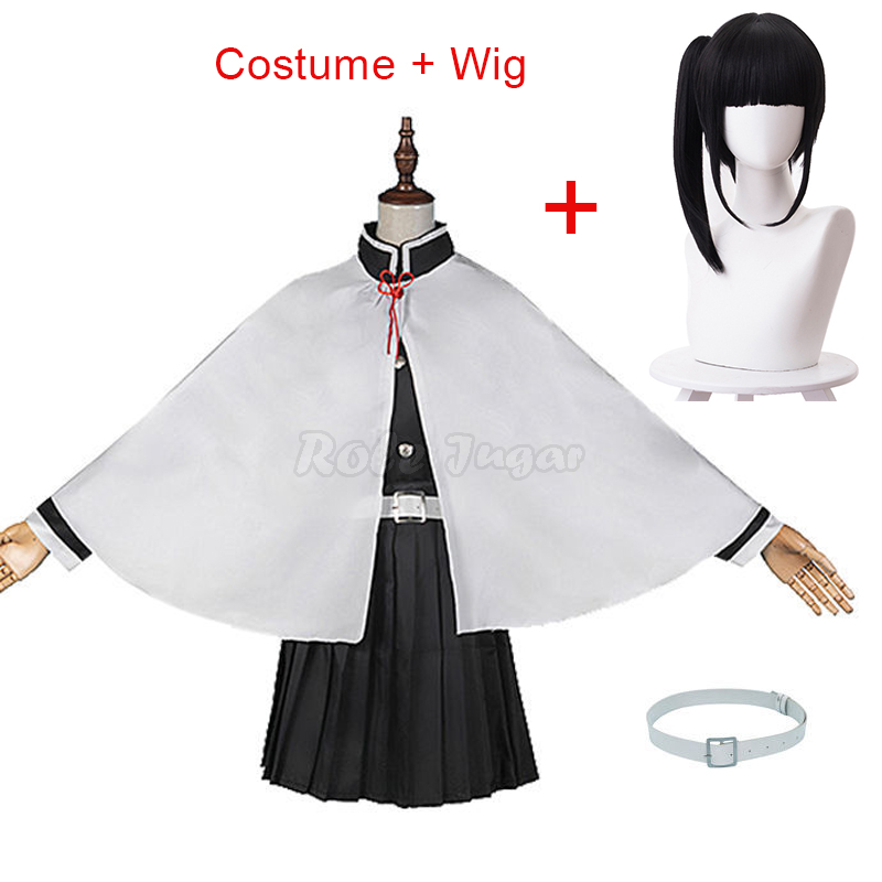 Adult Kids Anime Demon Slayer Cosplay Costume Kimetsu no Yaiba Tsuyuri Kanao Kimono Full Sets Wig Halloween Costumes C90C36 alx