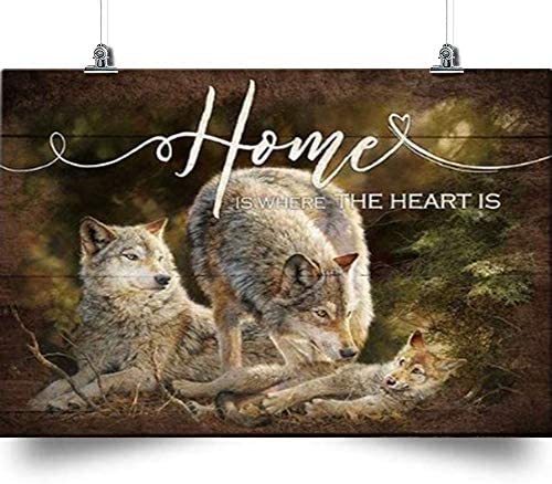 Wolf Horizontal Poster- Home Is Where The Heart Is – Home Decoration Poster, Wall Poster, Home And Room Decoration, Gifts For Friends And Relatives, Souvenirs.