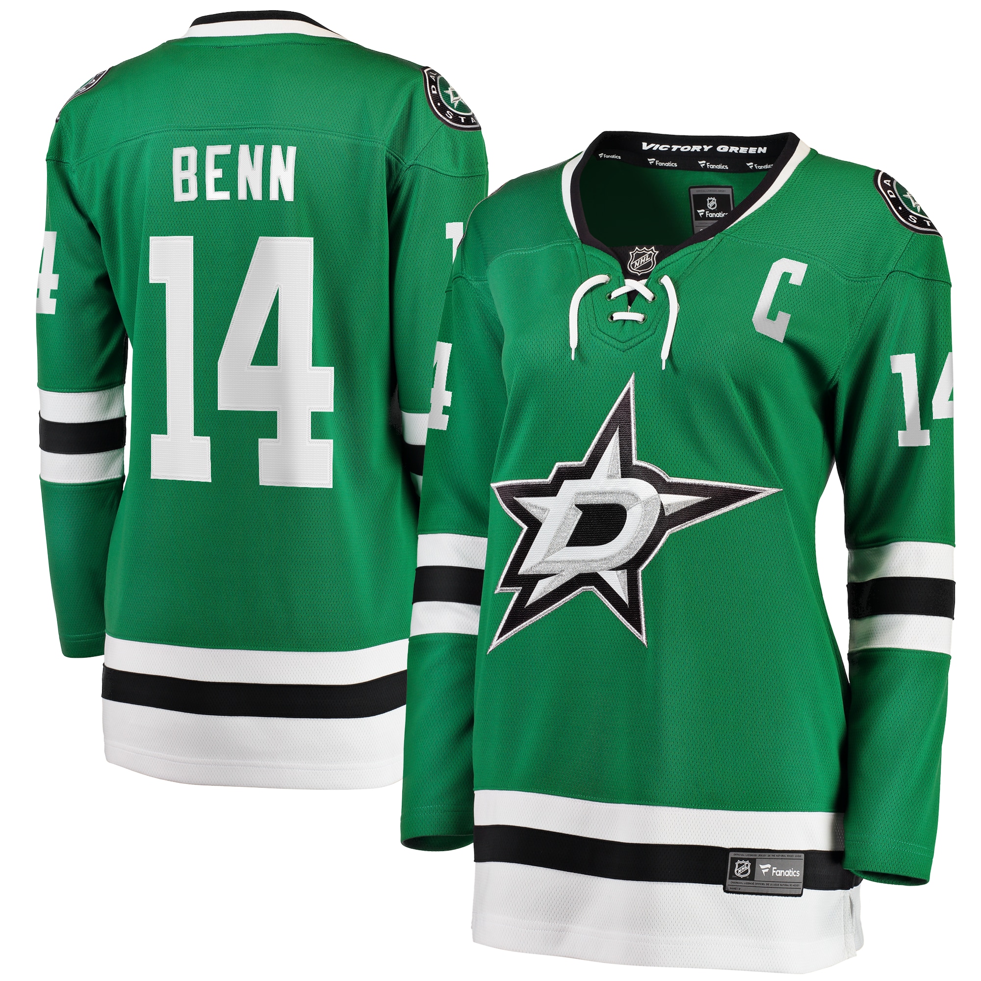 Jamie Benn Dallas Stars Branded Women's Captain Patch Home Breakaway Player Jersey – Kelly Green