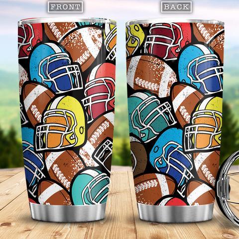 American Football Pattern Sport Football Players Football Mom Football Dad Stainless Steel Tumbler, Personalized Tumblers, Tumbler Cups, Custom Tumblers Fashion24Hs
