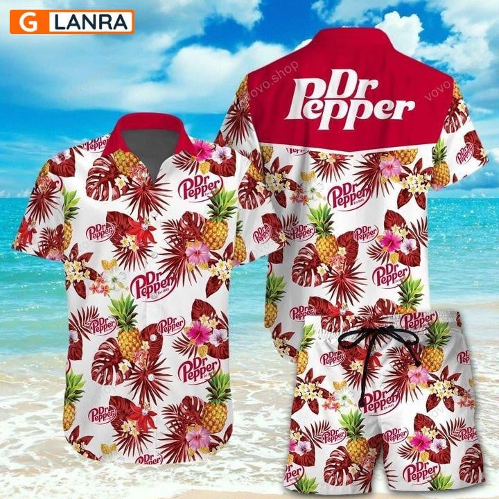 Dr Pepper Hawaiian Combo, Island Hawaiian Shirt & Shorts, Dr Pepper Hawaiian Shirt, Men Shorts, Summer Hawaiian Shirt, Men Shorts