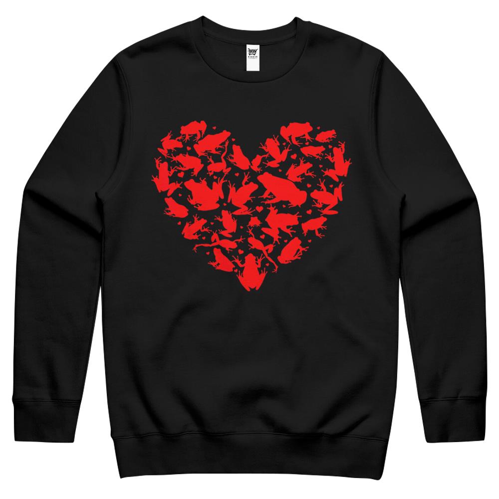 Frog Animal Lover Funny Heart Frog Valentine’S Day Crewneck Sweatshirt