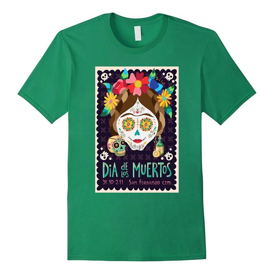 Men’S Fashion T-Shirt Day Of The Dead Poster Style Shirt – Happy Sugar Skull Short Sleeve T-Shirt