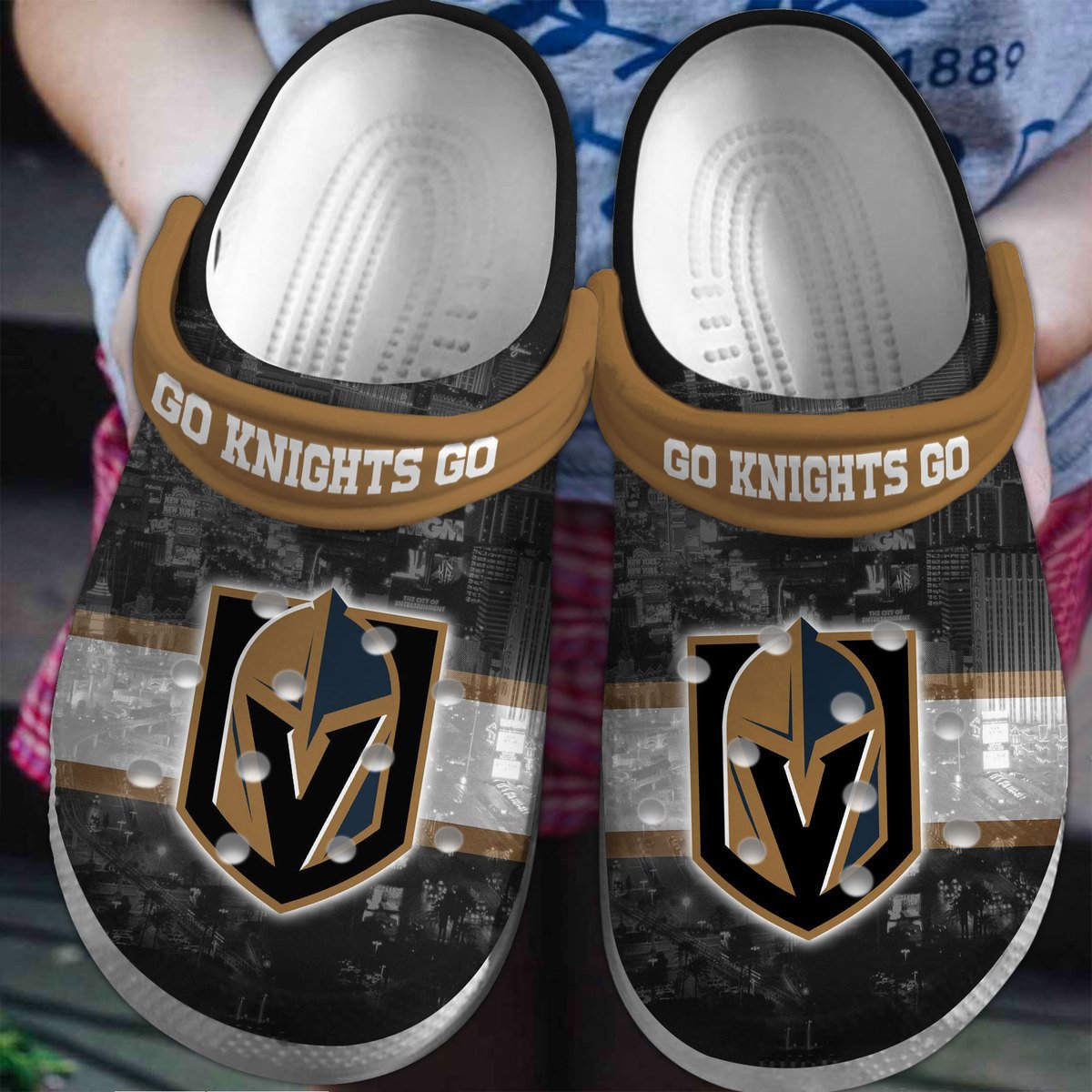 Vegas Golden Knights NHL Sport Crocs Crocband Clogs Shoes Comfortable For Men Women and Kids 5