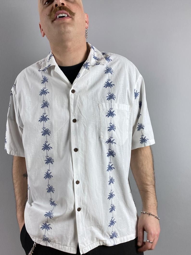 Trees White Blue Nice Design Hawaiian Shirt Dhc18063964