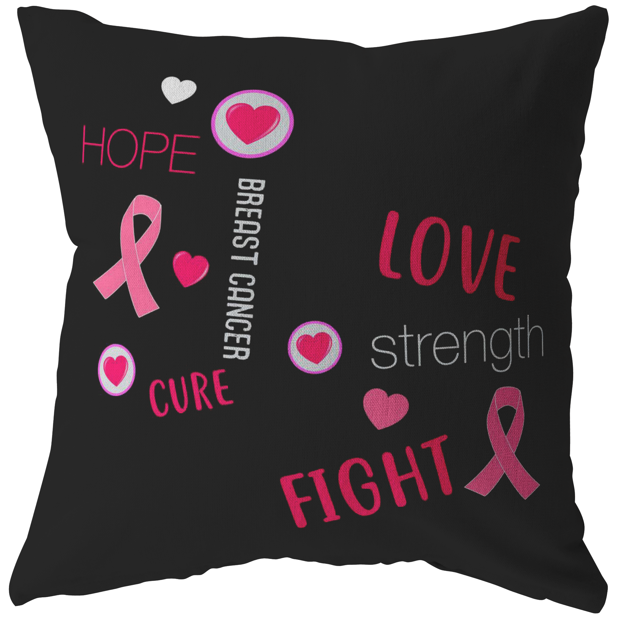 Love Strength Hope Breast Cancer Awareness Pillow