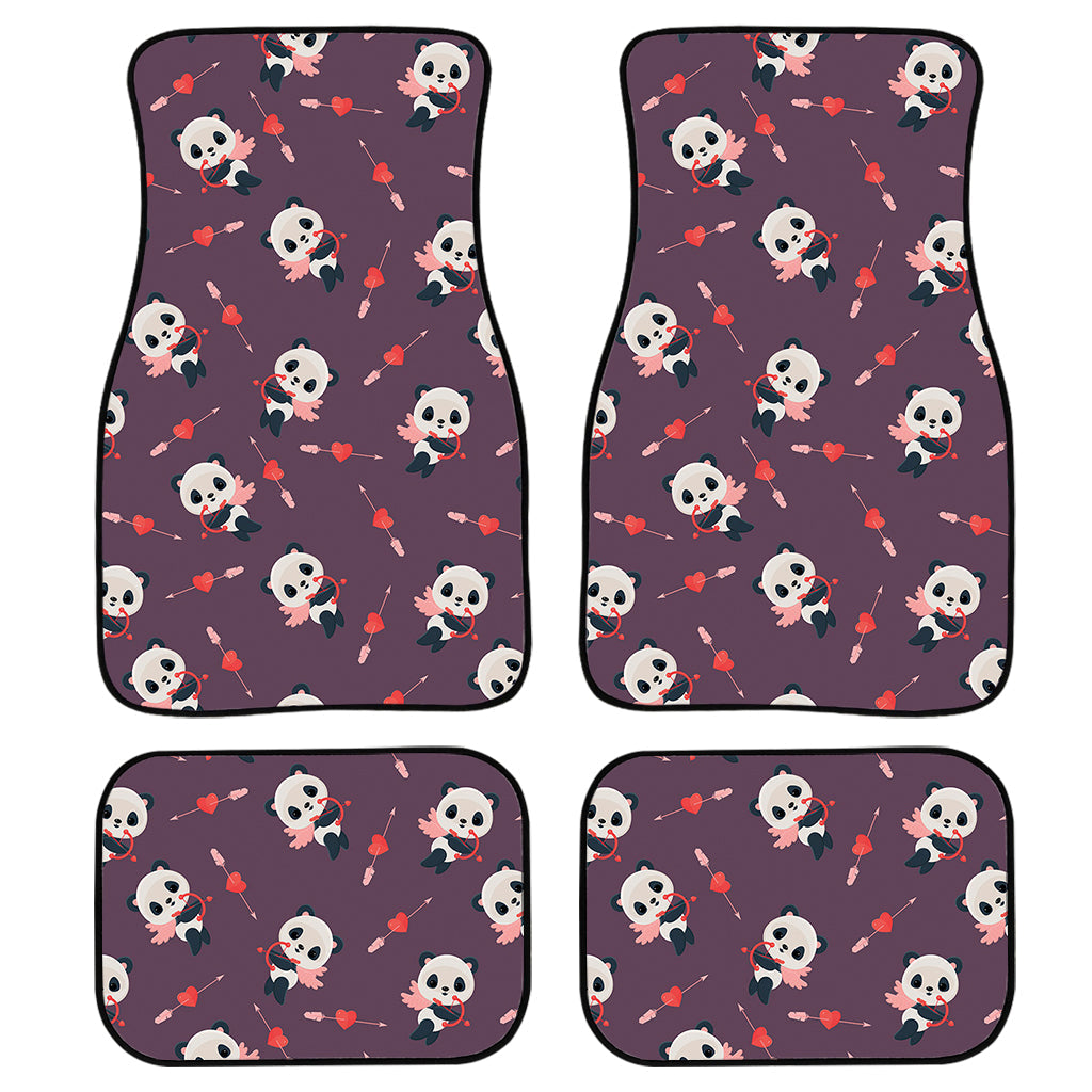 Cute Panda Cupid Valentine Pattern Print Front And Back Car Floor Mats, Front Car Mat