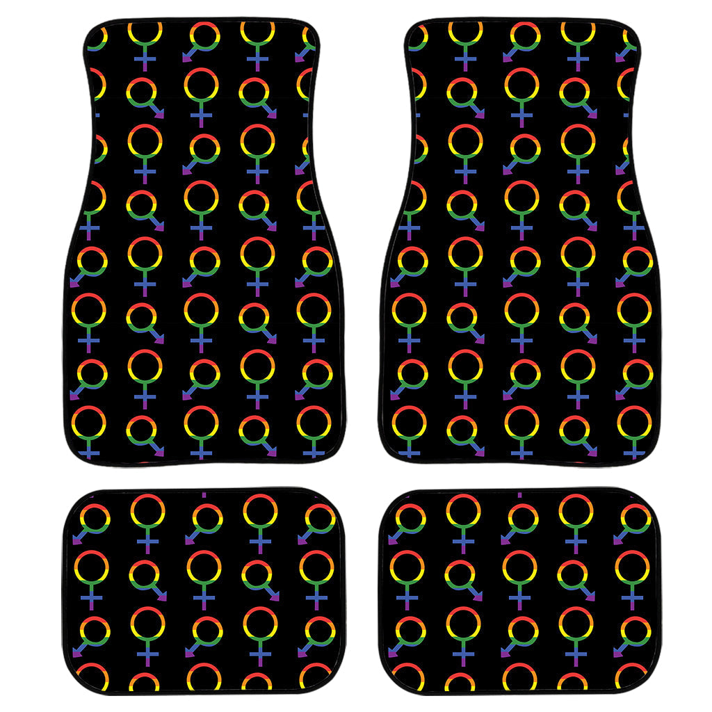 Gay Pride Gender Symbol Pattern Print Front And Back Car Floor Mats, Front Car Mat