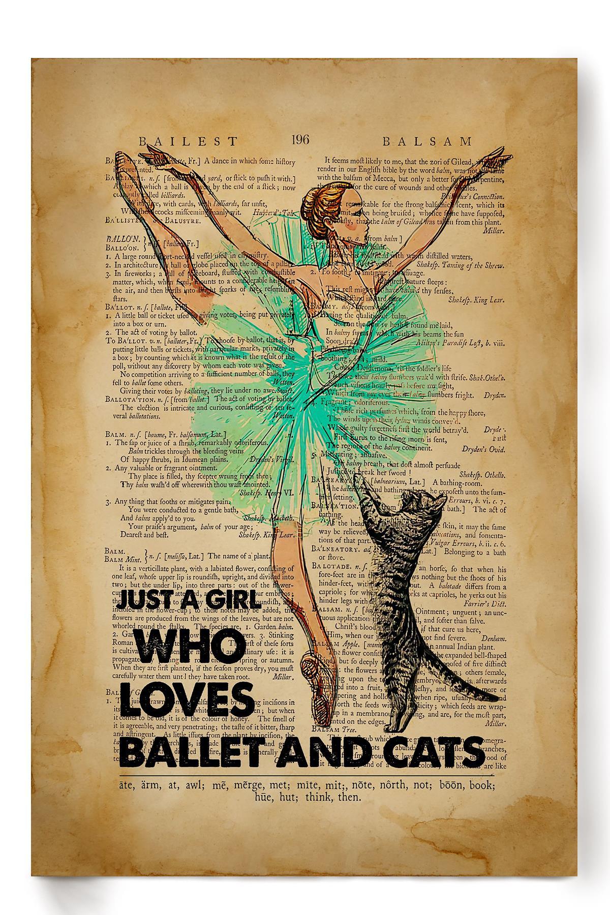 Cats Dancer Who Loves Ballet Animal Wall Art Gift For Cat Lover International Cat Day Kitten Foster Poster