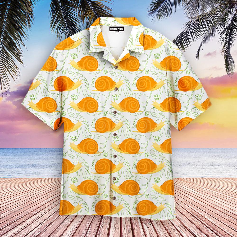 Orange Snails With Monstera Leaves Hawaii Shirt For Men Women Ha73082