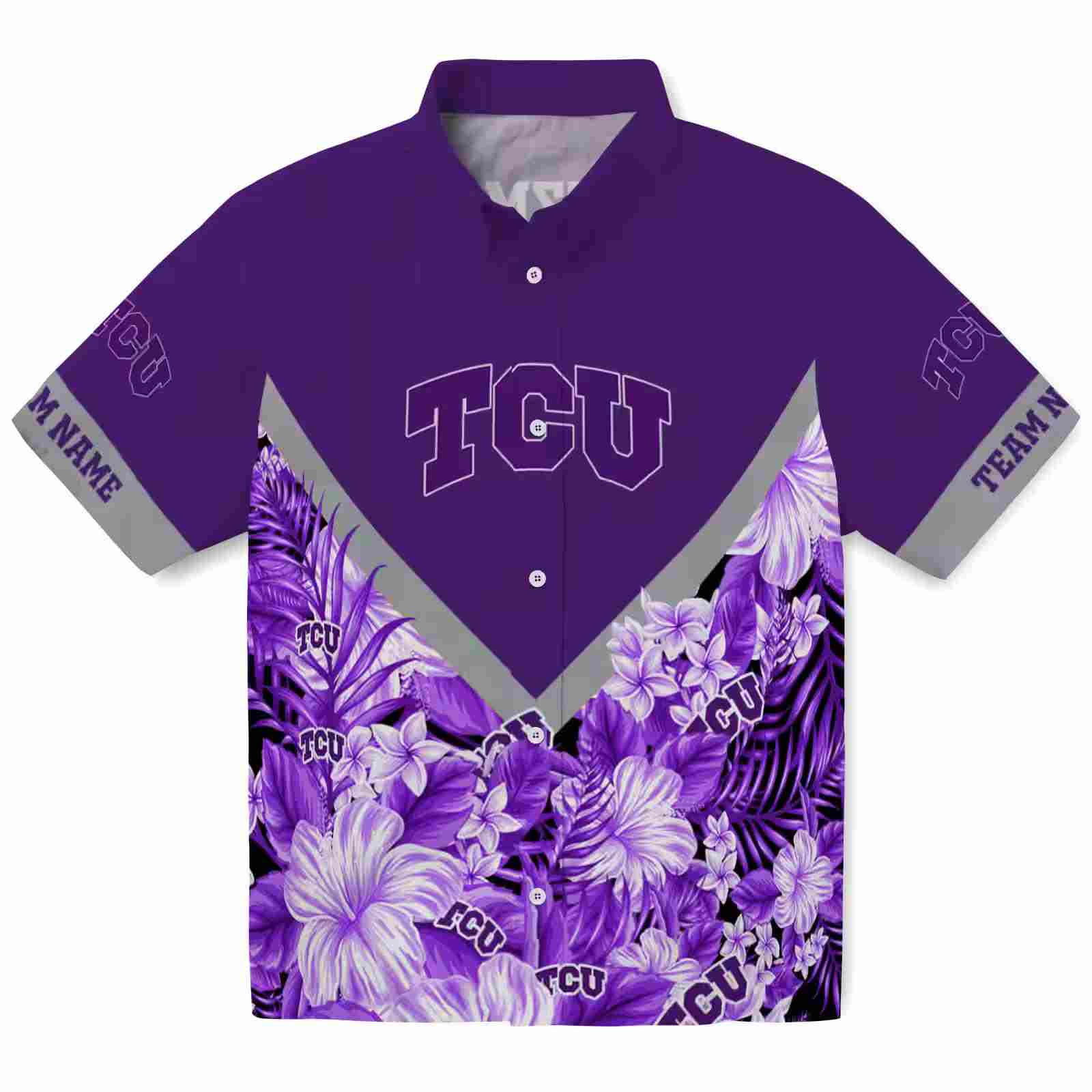 Custom Tcu Horned Frogs Floral Chevron Purple Hawaiian Shirt
