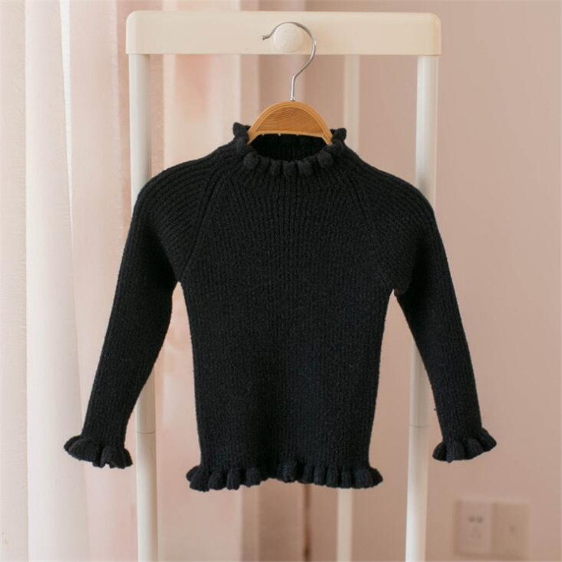 Baby Sweater Ruffle Turtleneck Baby Girls Sweaters Knitted Toddler Sweater For Girl Woolen Cotton Kids Sweaters Girls Pullover alx