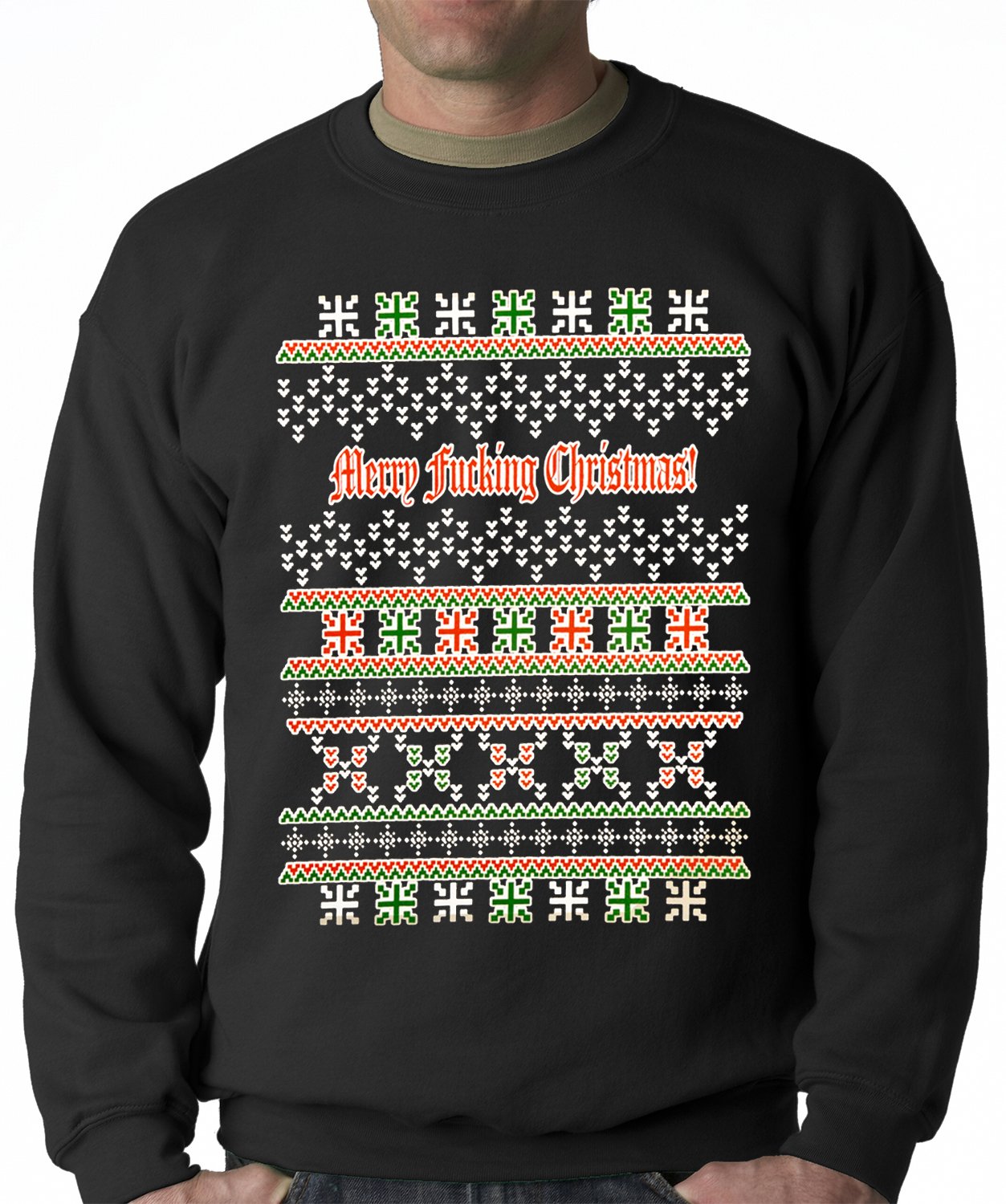 Ugly Christmas Sweater – Merry F*cking Christmas Adult Crewneck