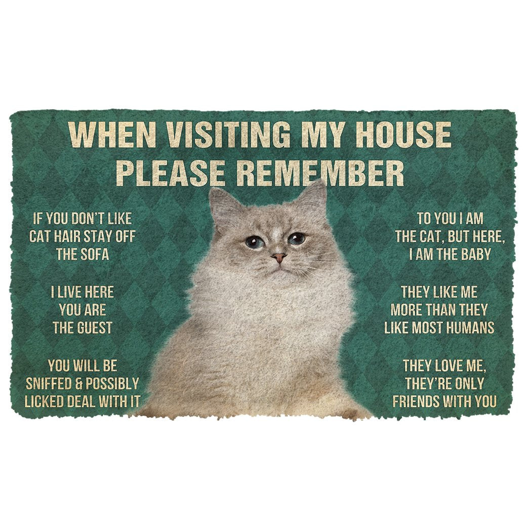 Gearhumans 3D Please Remember Ragdoll Cat House Rules Doormat