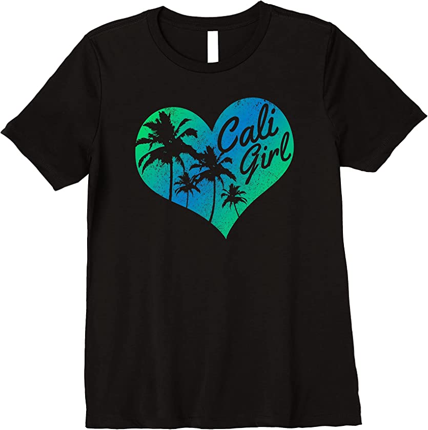 Womens Cali Girl – Vintage California Heart Palm Trees Summer Gift Premium T-Shirt