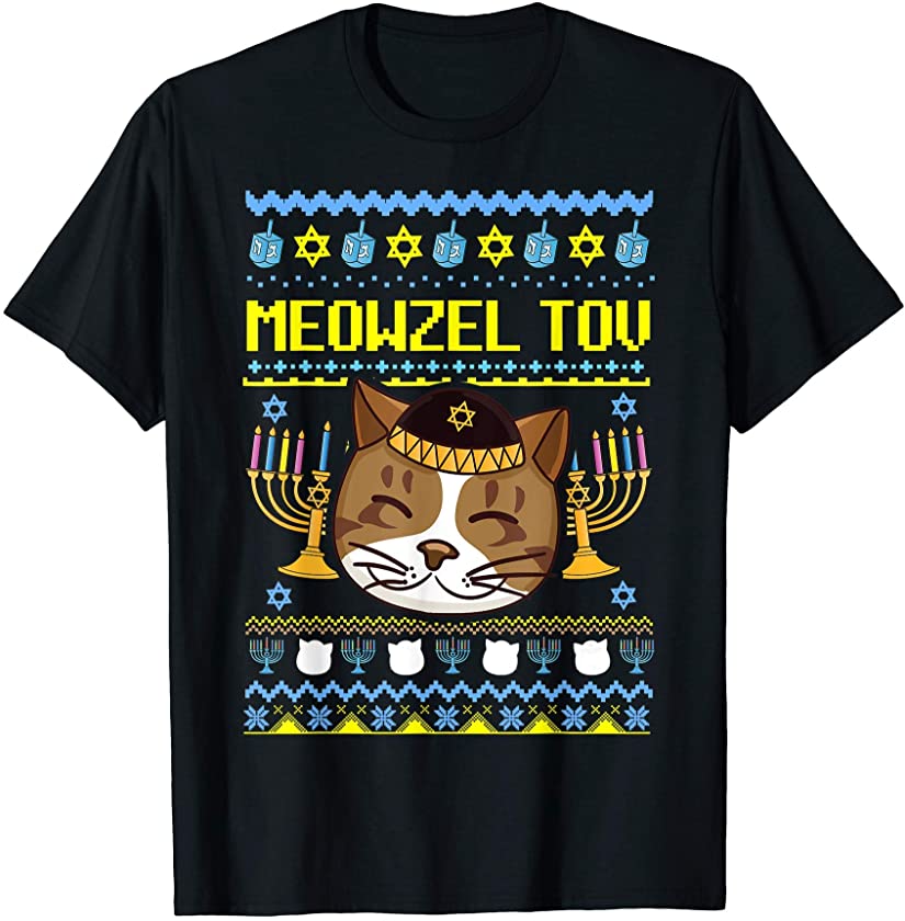 Meowzel Tov Cat Kitty Kitten Hanukkah T-Shirt