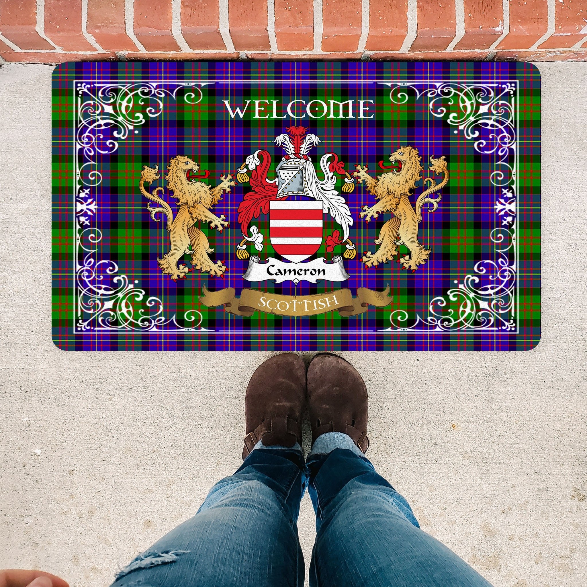 Scotstee Shop Tartan Door Mat The Family Cameron Scottish Plaid Doormat, Welcome Mat, Christmas Door Mat