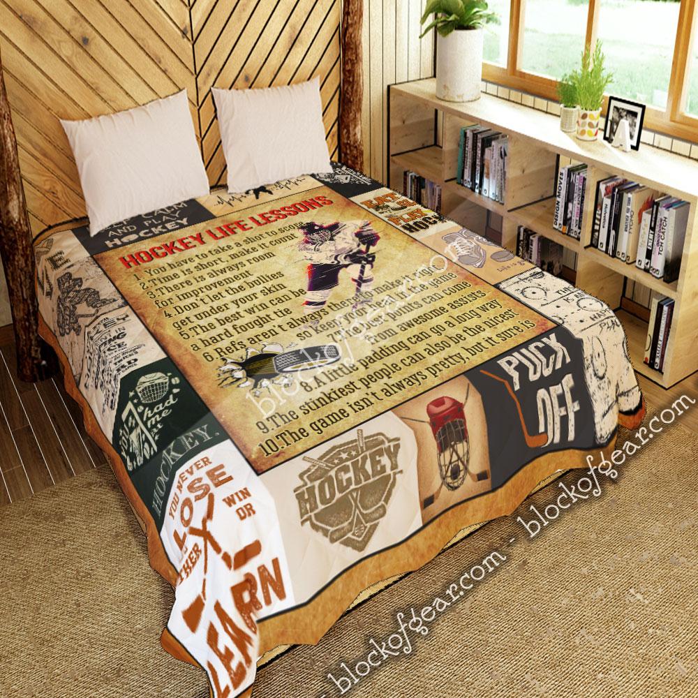 Hockey Life Lessons Quilt Blanket