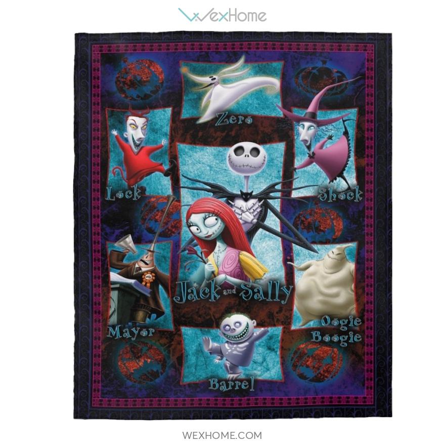 Jack And Sally The Nightmare Before Christmas Unique Design Velveteen Plush Blanket W1511