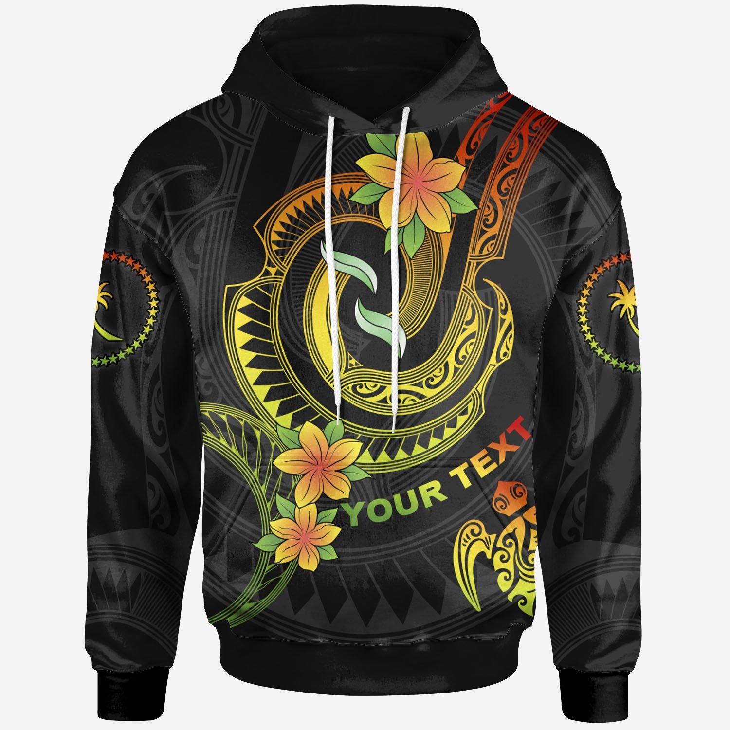 Chuuk Custom Personalised Hoodie – Reggae Plumeria Flowers with Spiral Patterns – BN26