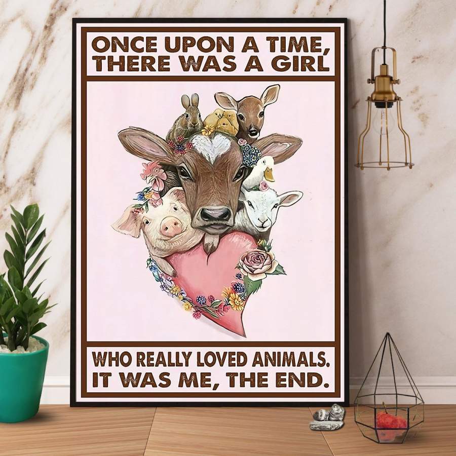 Veterinarian once upon a time there was a girl loved animals paper poster no frame/ wrapped canvas wall decor full size