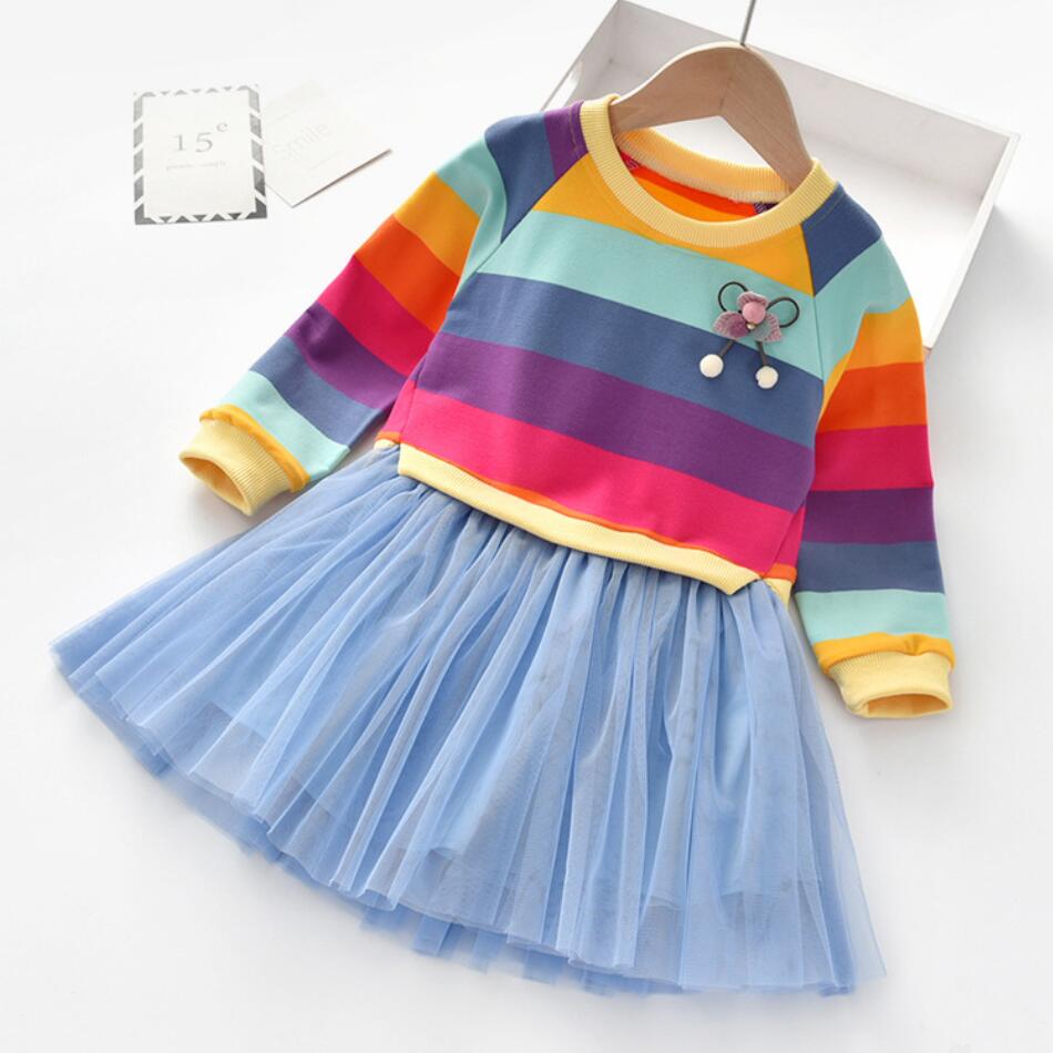 Baby Girls College Dress Spring Autumn Sweater Princess Dresses Children Clothing Long Sleeve Korean Fashion Clothes For Girls alx