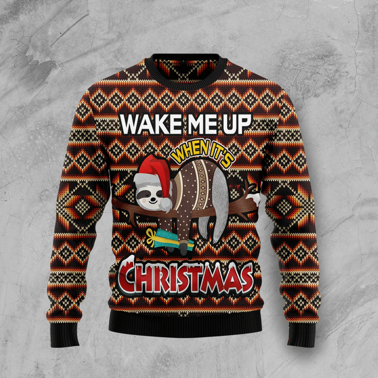 Sloth Wake Me Up When It’S Christmas Ugly Sweater