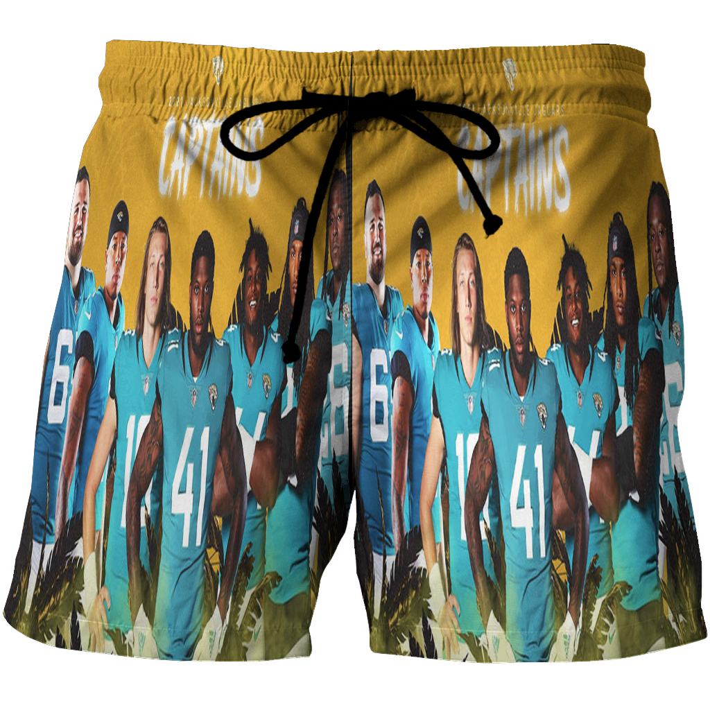 Jacksonville Jaguars Team 2021 Captains 3D All Over Print Summer Beach Hawaiian Short