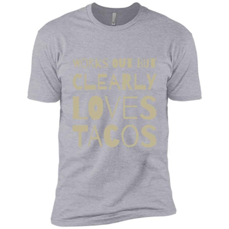 Works Out But Clearly Loves Tacos (color) – Canvas Unisex USA Shirt