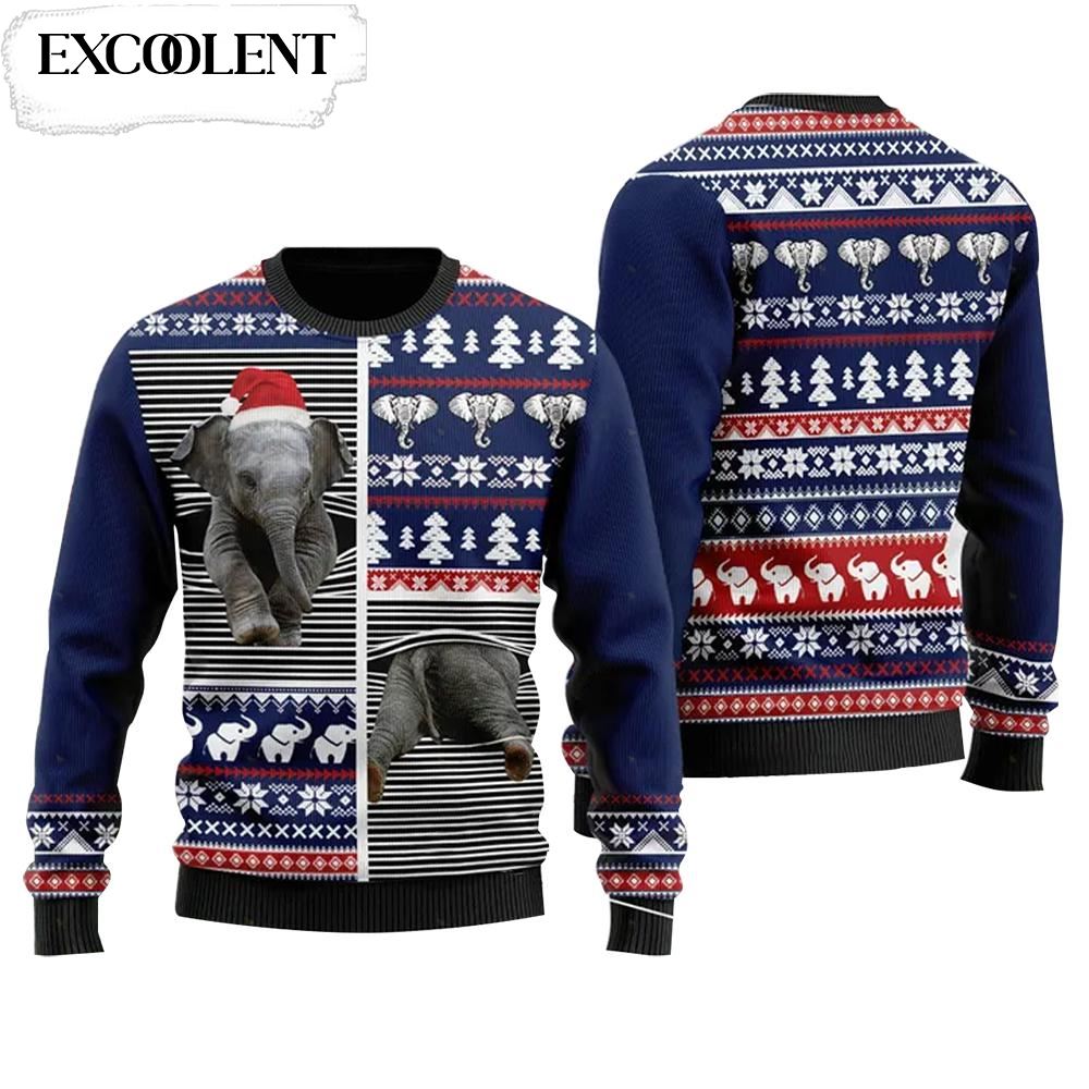 Funny Elephant Ugly Christmas Sweater Adult – Unisex Sweater Christmas Outfit – Xmas Ugly Sweater