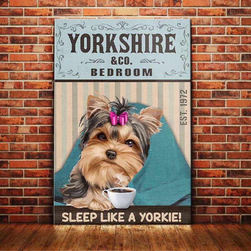 Yorkshire Terrier Dog Bedroom Canvas And Poster Yorkshire Bedroom, Sleep Like a Yorkie | Art Print | Home Decor | Room Decor | Wall Art