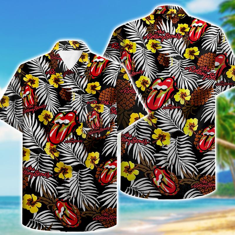 Rolling Stones Hawaiian Shirt Tropical Pattern- Hawaii Shirt- P4