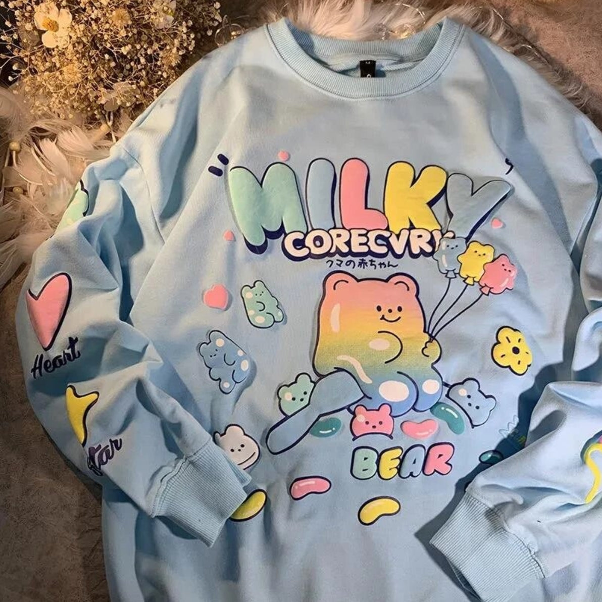 Sweatshirt Rainbow Bear Pastel Girl Kawaii