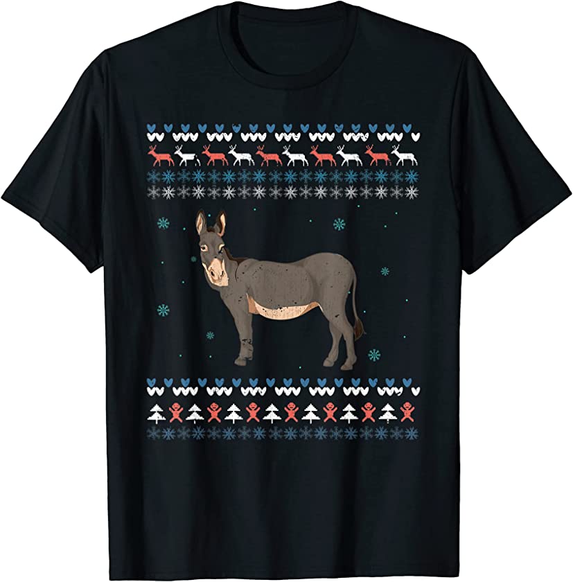 Ugly Christmas Farm Animal Lover Farmer Merry Xmas Donkey T-Shirt