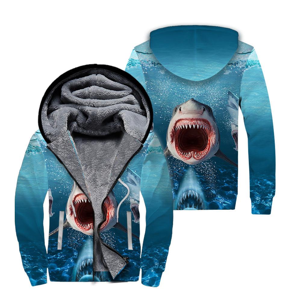 Show Your Teeth Shark Fleece Zip Hoodie All Over Print | For Men & Women | Ft3825