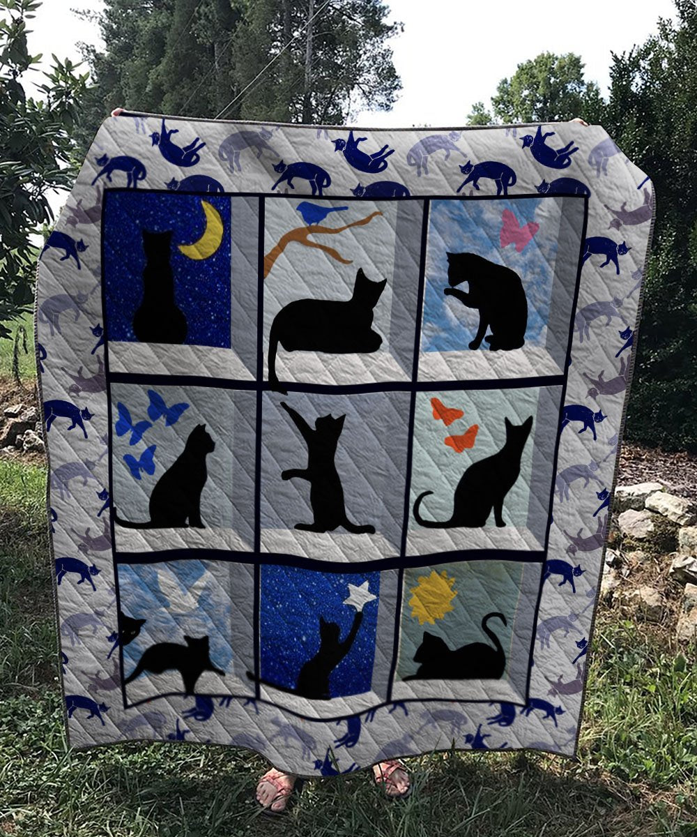 Black cat Start Moon Quilt Blanket