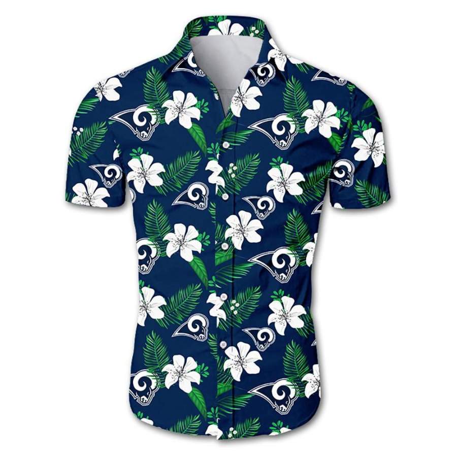 Los Angeles Rams Hawaii All Over Print Floral Button Up Slim Fit Body Ha57766