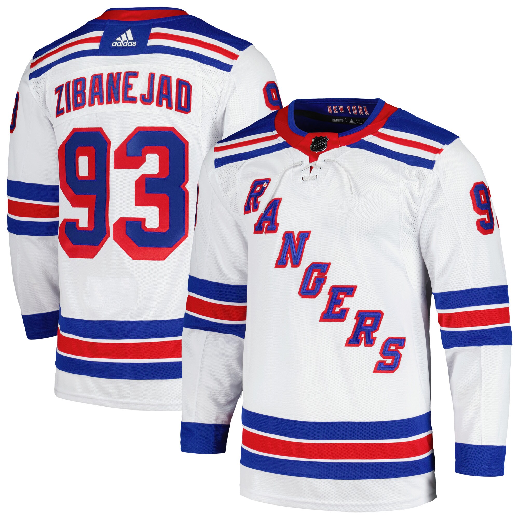 Men's New York Rangers Mika Zibanejad adidas White Away Primegreen Authentic Pro Player Jersey