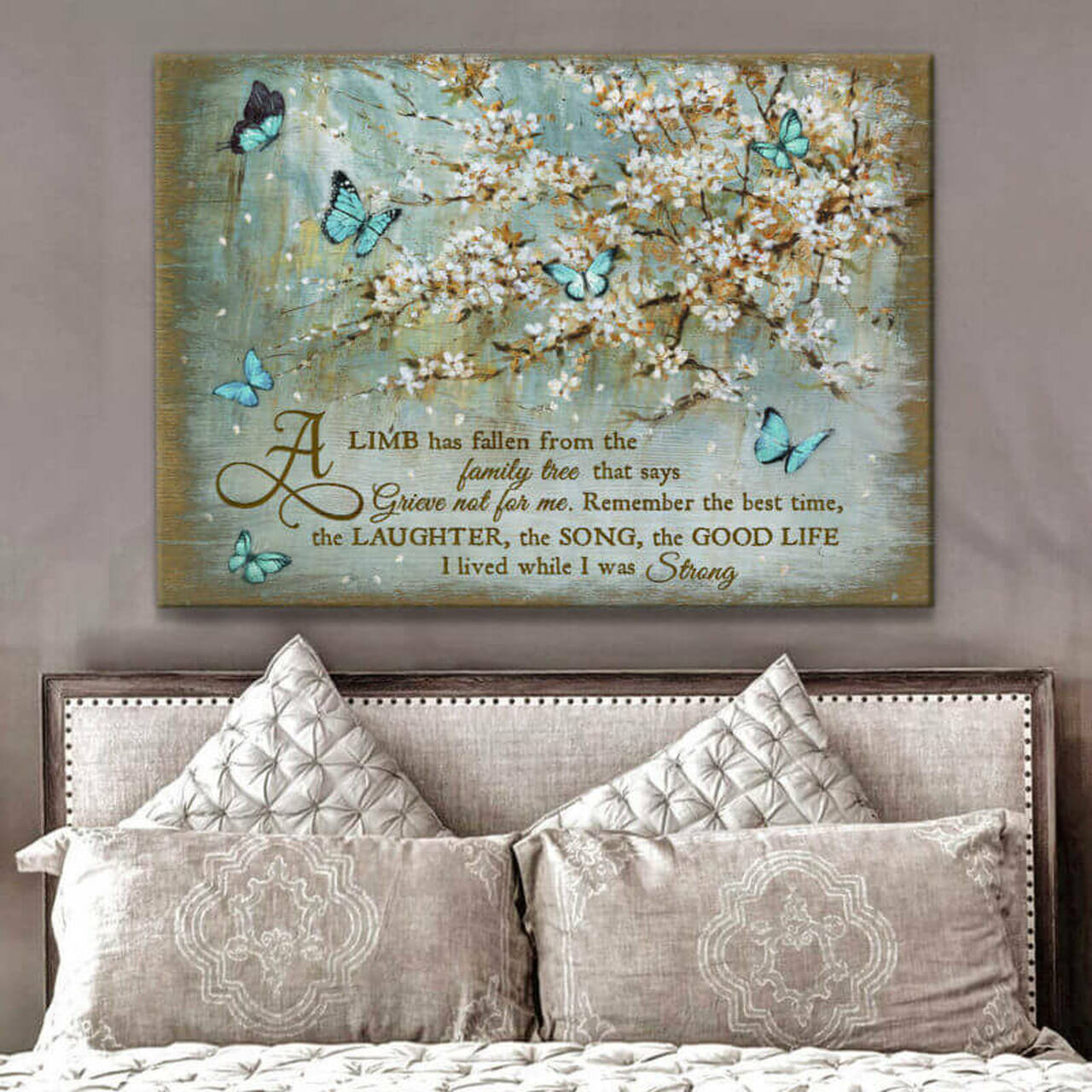 A Limb Has Fallen From The Family Tree Butterfly Premium Canvas Wall Art