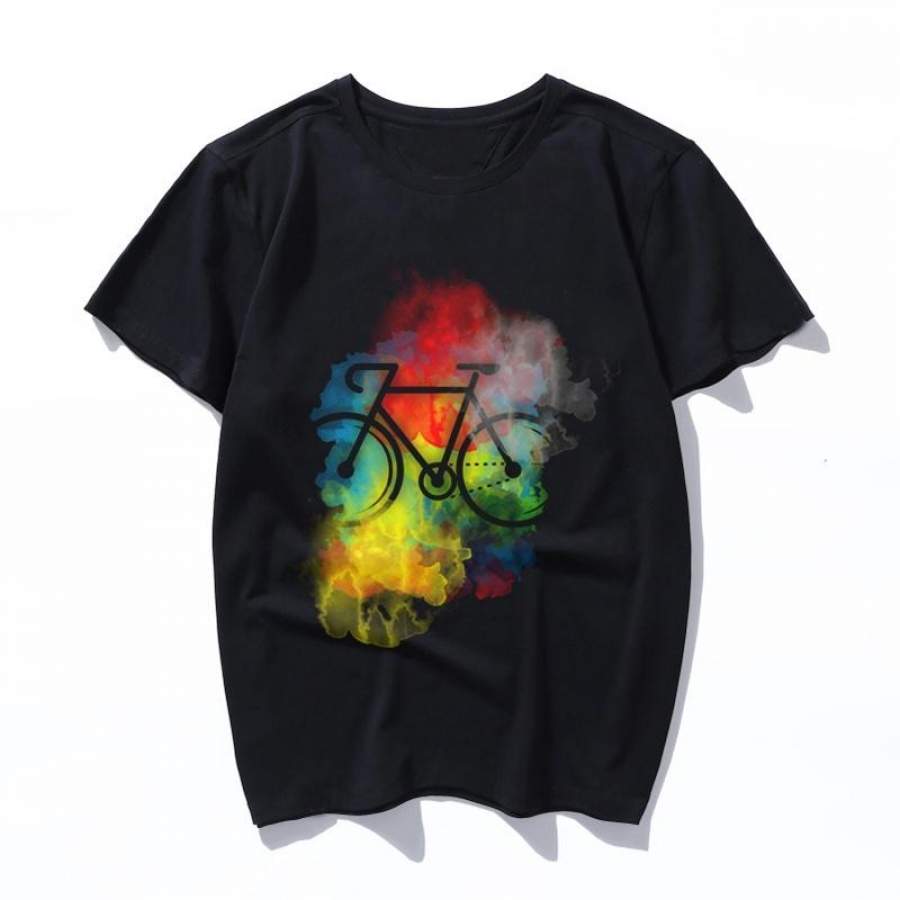 water color bike Printed Men T Shirt Women Casual Ulzzang Aesthetic Fun Streetwear Tshirt Tops Short Sleeve Female T-shirt