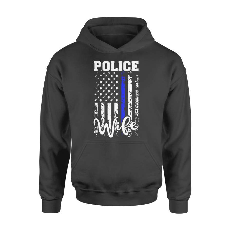 Womens Police Wife Shirt Police Officer Wife Gift American Flag Shirt Saying Hoodie