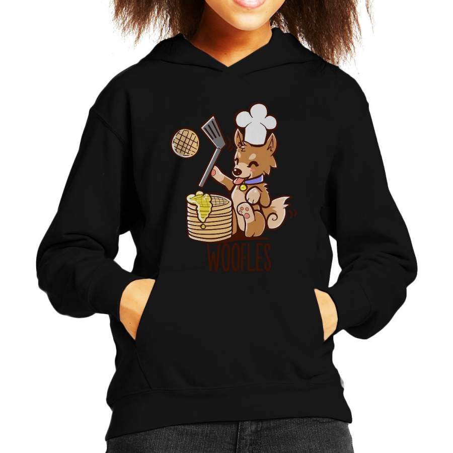 Shiba Inu Im Making Woofles Pun Kid’s Hooded Sweatshirt
