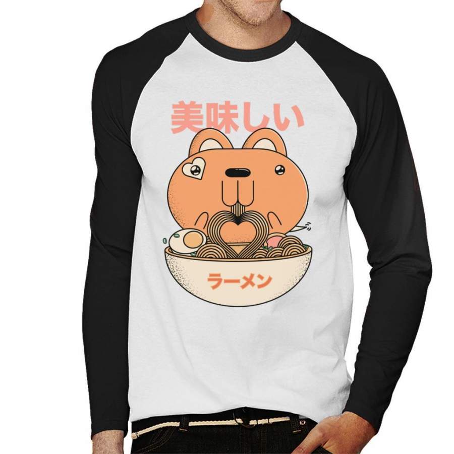 Tasty Ramen Rabbit Men’s Baseball Long Sleeved T-Shirt