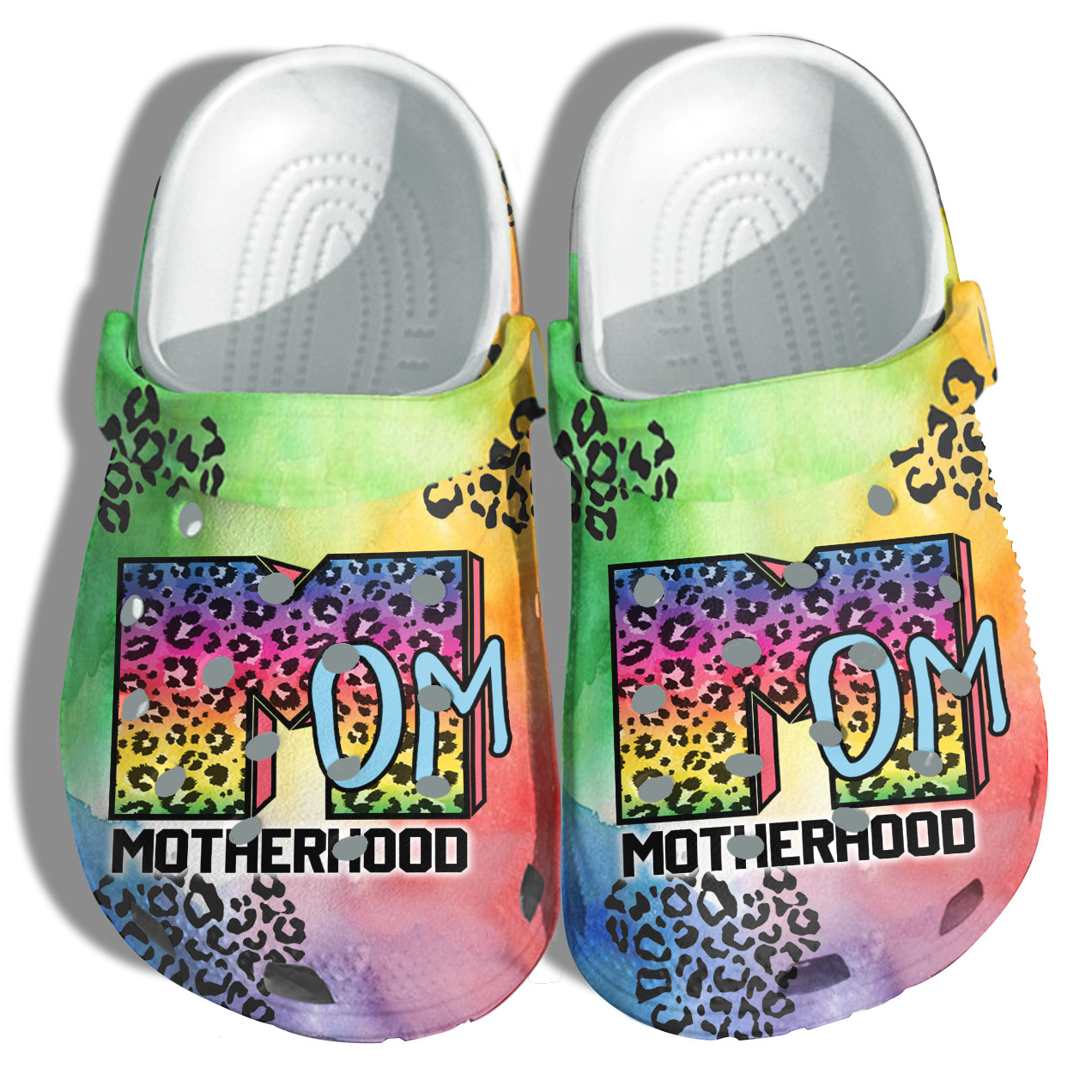 Mom Motherhood Hippie Shoes Crocs – Hippie Leopard Clogs Birthday Gifts For Mothers Day 2022- Cr-Mt01