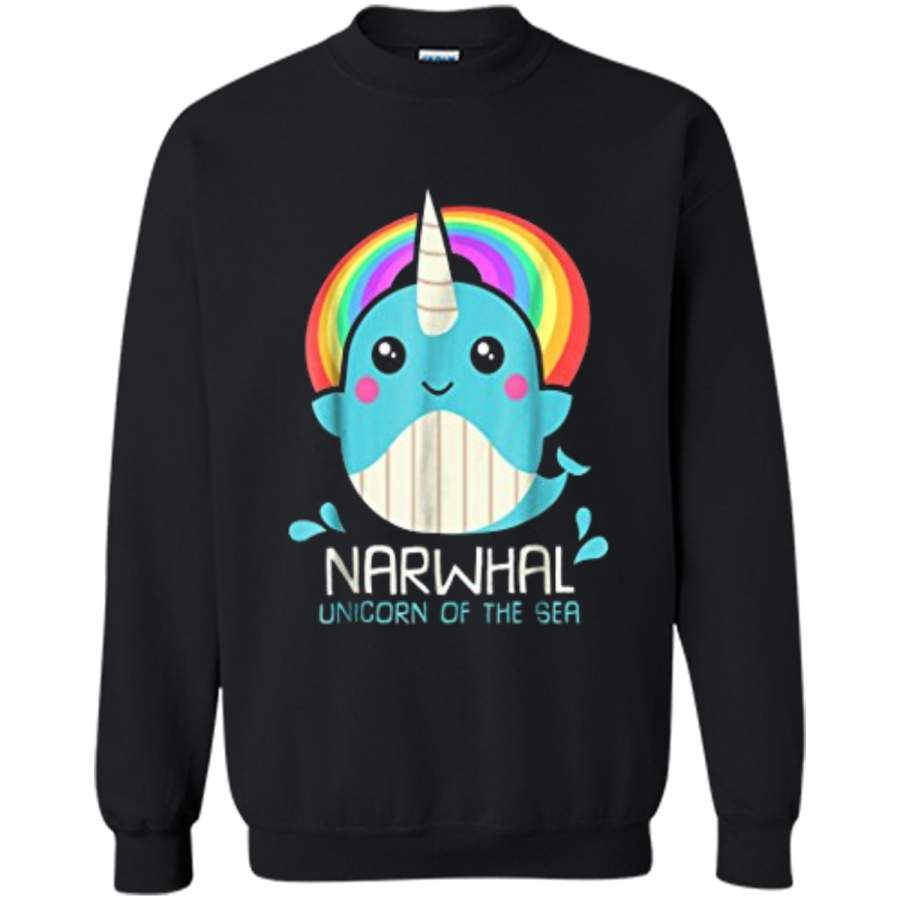 Unicorn Of The Sea Narwhal  : Magic Kawaii Whale Gift Printed Crewneck Pullover Sweatshirt