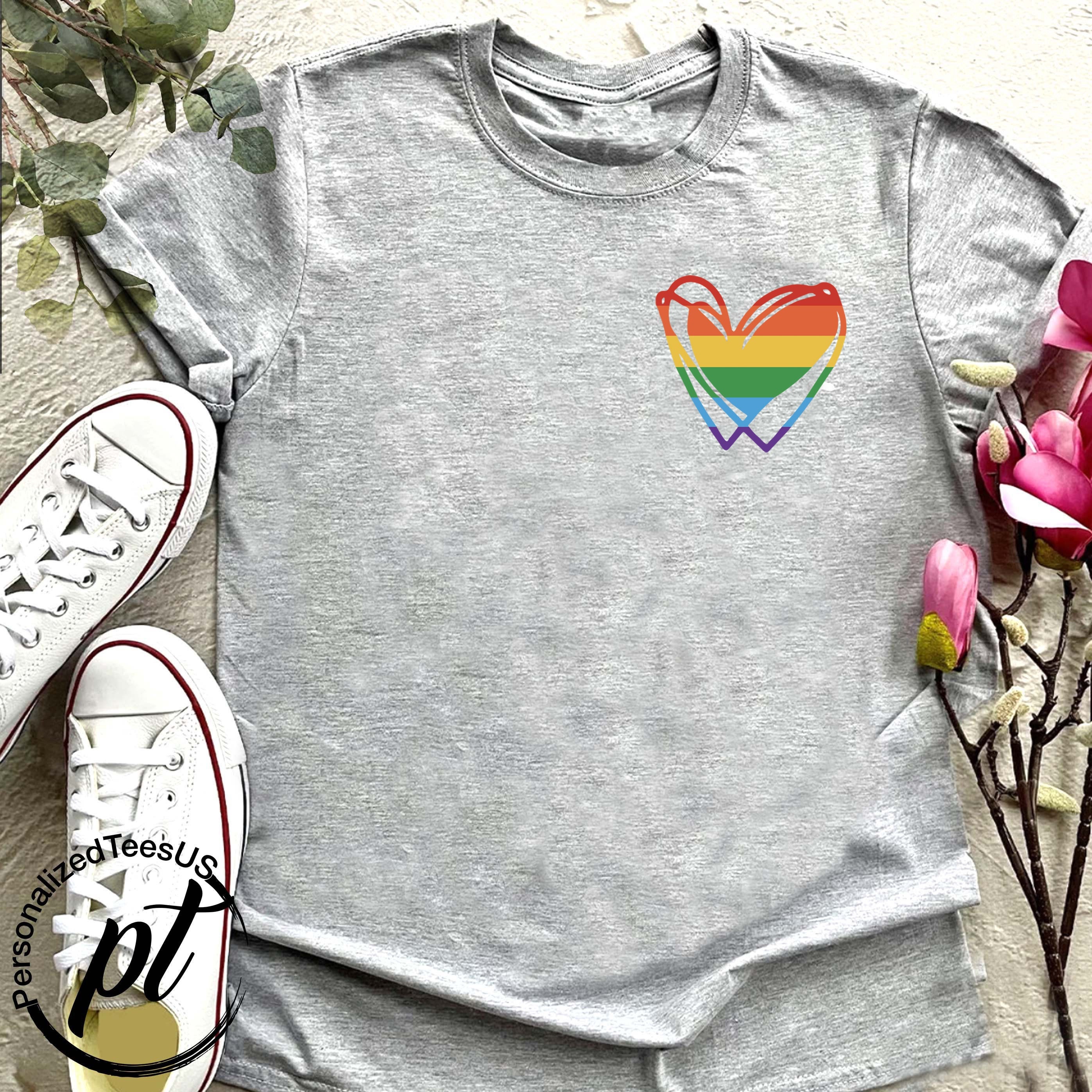 LGBT Flag T-shirt,Pride Heart Shirt,LGBTQ Pride Shirt,Pride Day Gift,Rainbow Heart Tee,Lesbian Outfit,Queer Shirt,Pride Pocket Tee,Gay Shirt