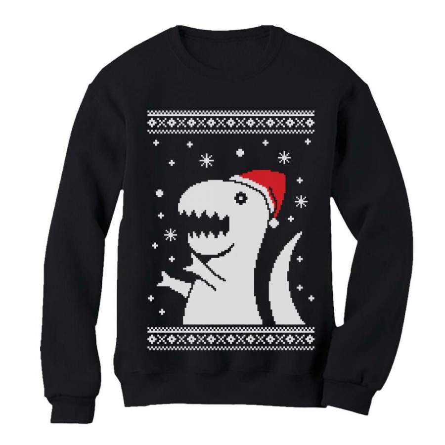 Ugly Christmas Sweater Big Trex Santa – Funny Xmas Women Sweatshirt