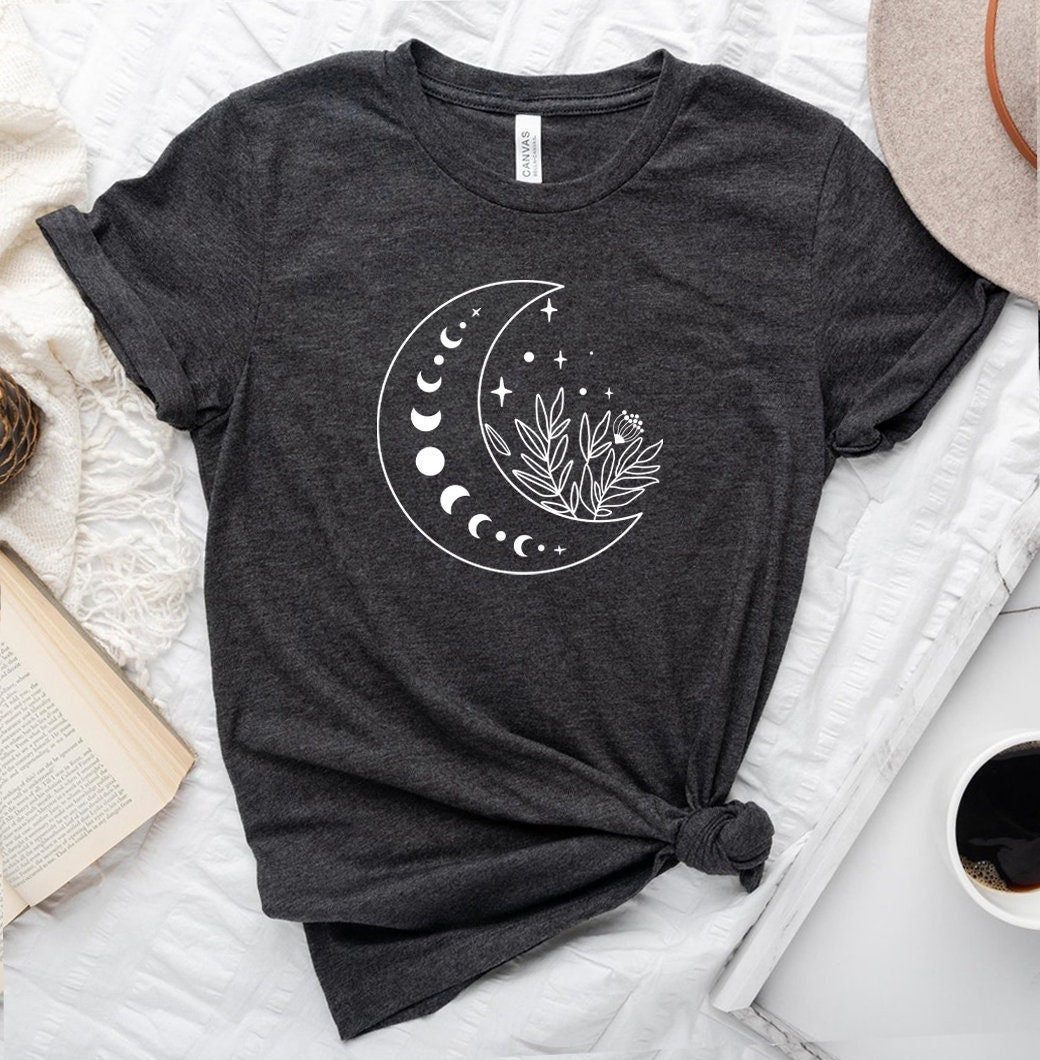 Floral Moon Shirt, Moon Shirt, Moon Wildflower Shirt, Moon Phases Shirt, Moon Boho Shirt, Astronomy T-Shirt, Celestial Shirt