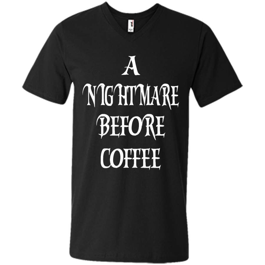 A Nightmare Before Coffee – Canvas Unisex V-Neck Shirt