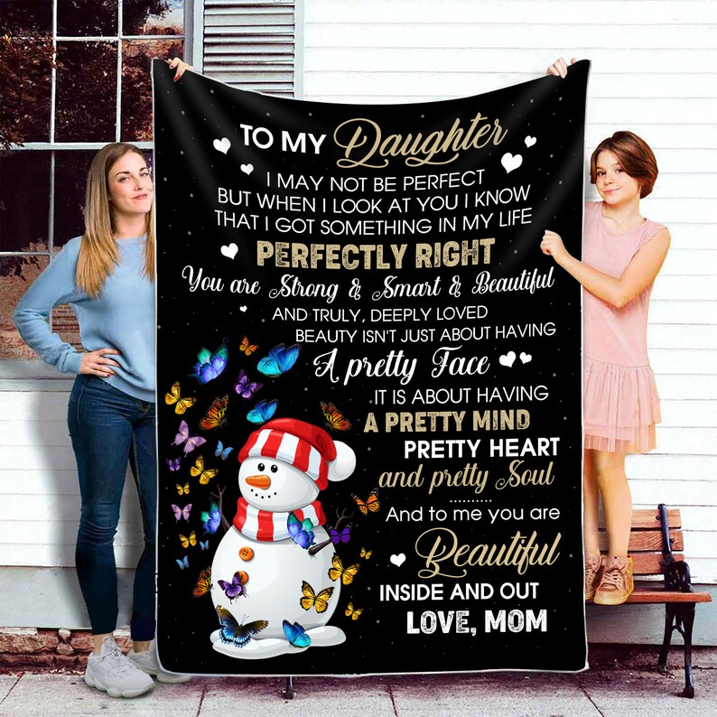 Personalized Christmas Blanket Daughter Granddaughter From Mom Dad Grandma Grandpa.